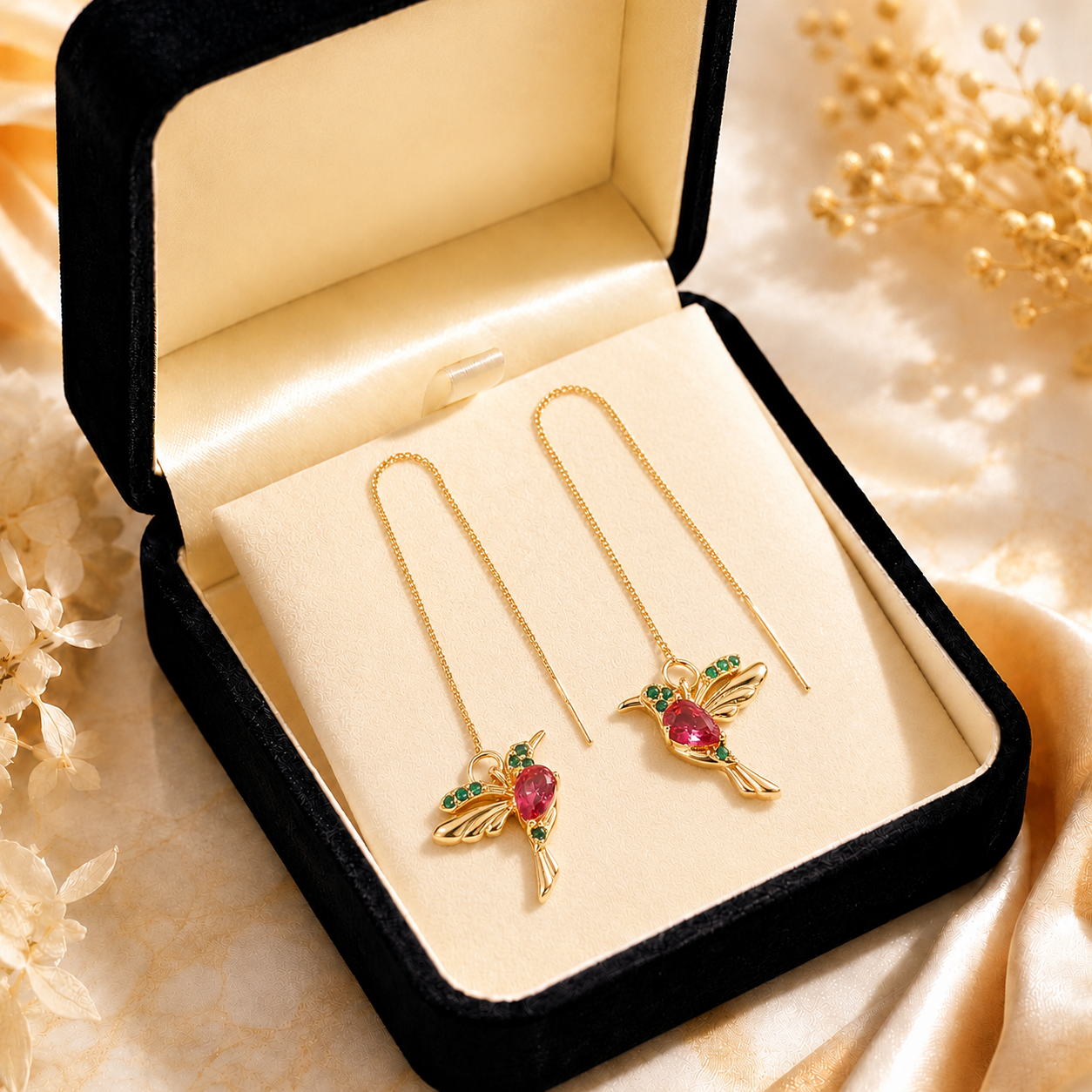 🍀 Last Day: 60% OFF!! | CZTICLE® 🦜2026 Brand-New Upgrade 💥 Exquisite Red Agate Hummingbird Necklace with Bonus Earrings