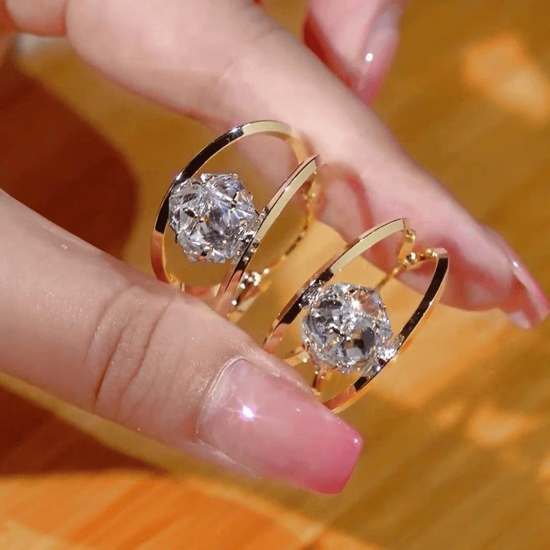 💖👍CZTICLE® Double Hoop Sparkling Zirconia Ball Earrings
