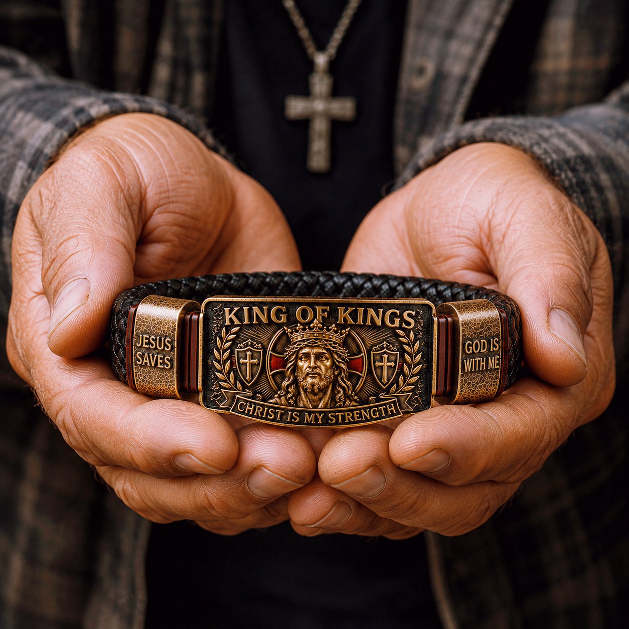 ✝️ CZTICLE® King of Kings Faith Bracelet – Adjustable Christian Wristband Gift