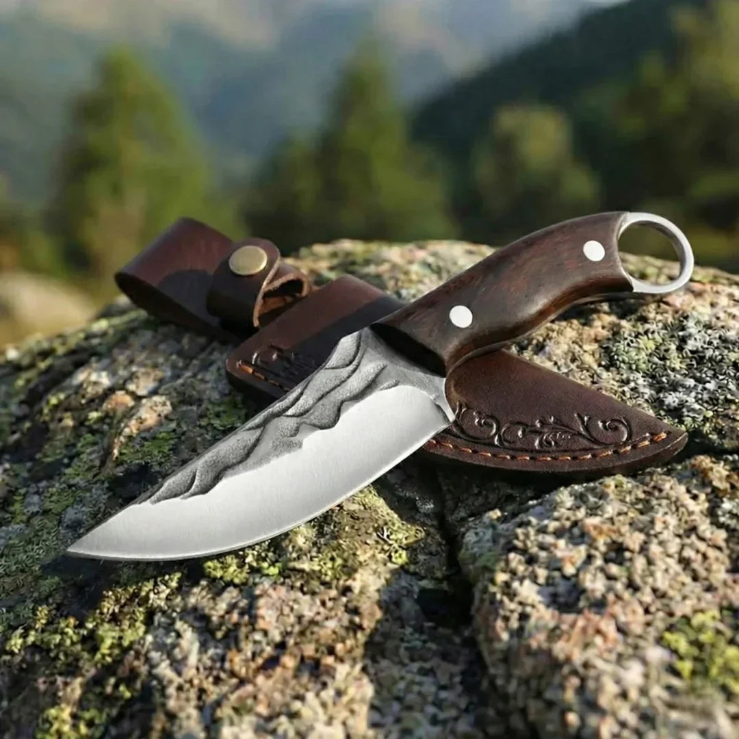 🏕️SVOZK® Outdoor Fixed-Blade Camping Knife with Leather Sheath