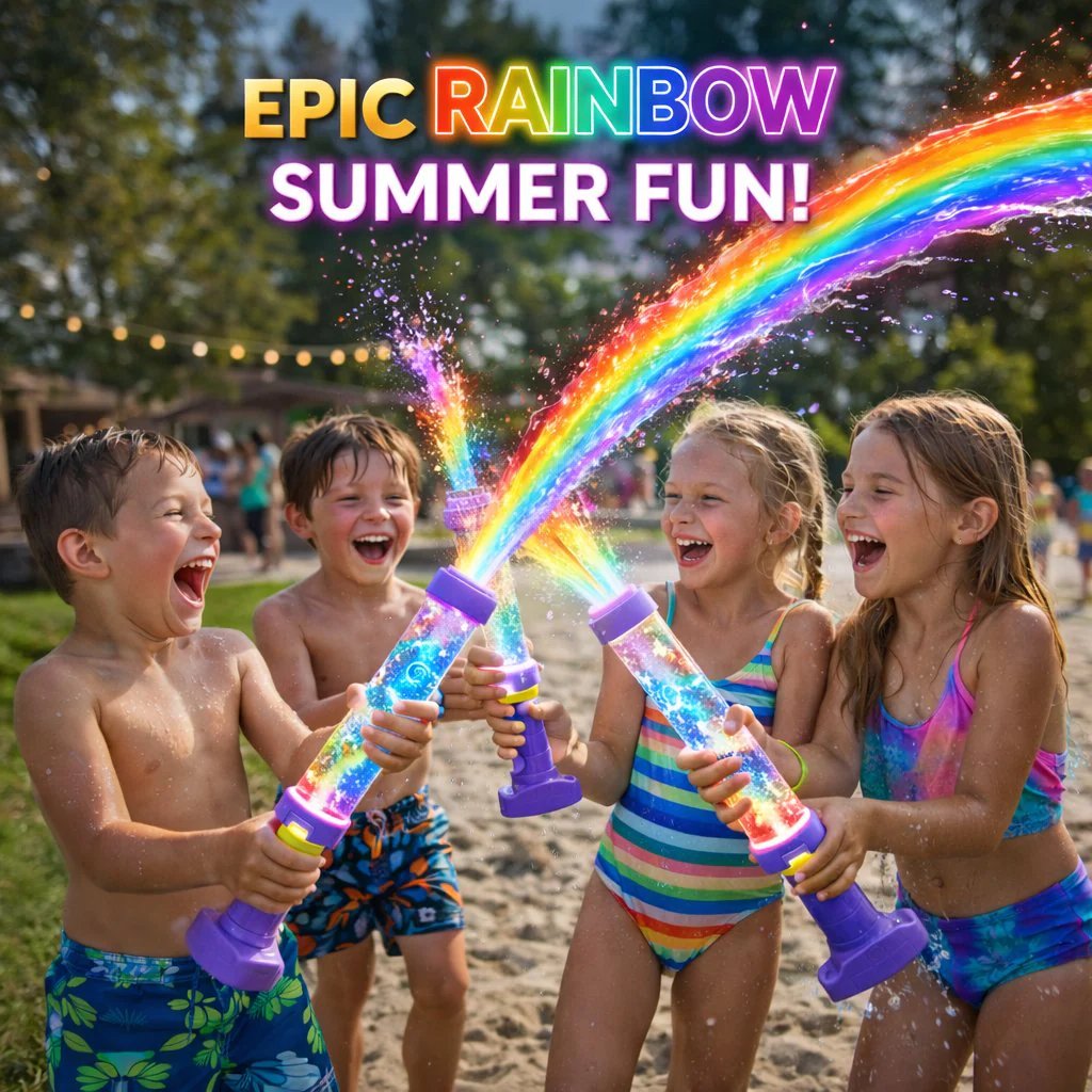 🌈  Bright rainbow LED water pistol Billhol®Summer fun that bursts into life as if by magic! ✨