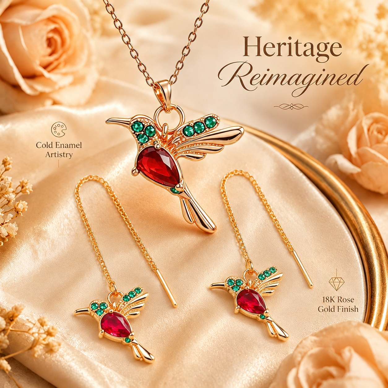 🍀 Last Day: 60% OFF!! | CZTICLE® 🦜2026 Brand-New Upgrade 💥 Exquisite Red Agate Hummingbird Necklace  with Bonus Earrings