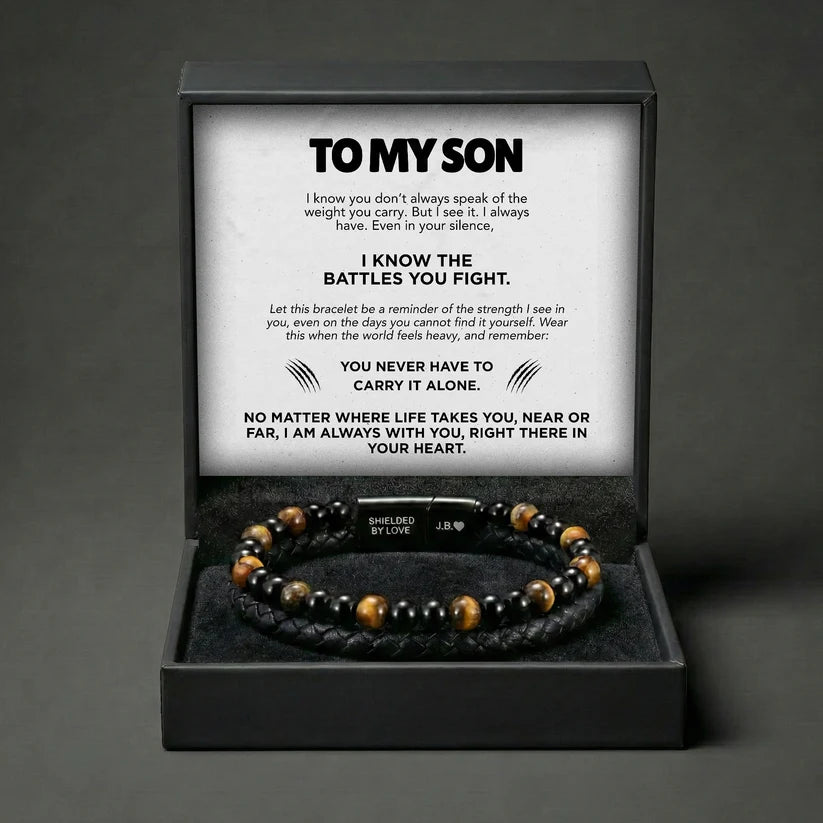 CZTICLE® Engraved Tiger Eye Son Bracelet
