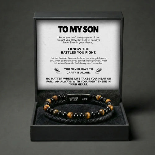 CZTICLE® Engraved Tiger Eye Son Bracelet
