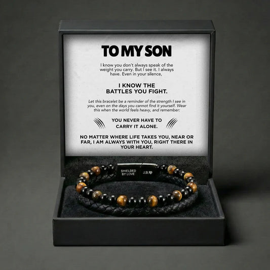 CZTICLE® Engraved Tiger Eye Son Bracelet