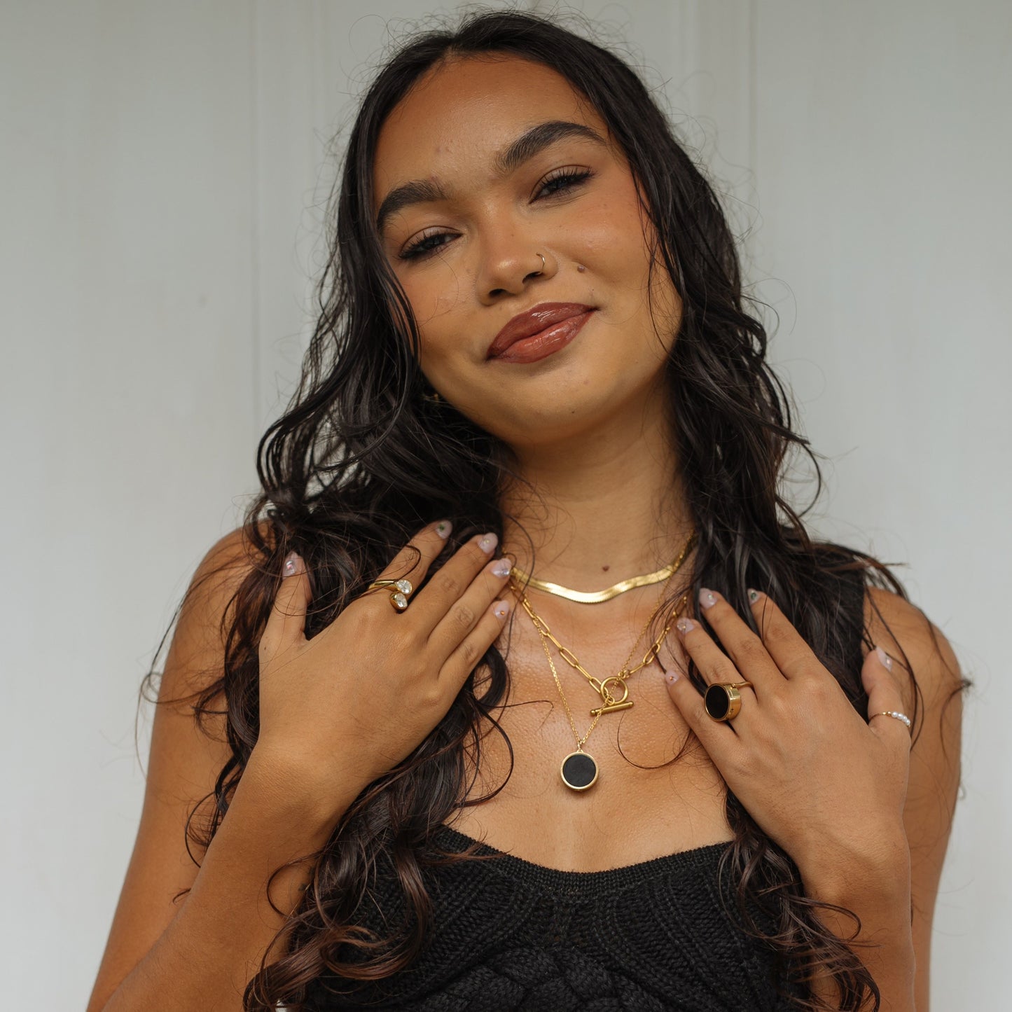 🔥50% off on the last day丨Oneswear® Black Onyx Lip Balm Necklace in 14K Gold