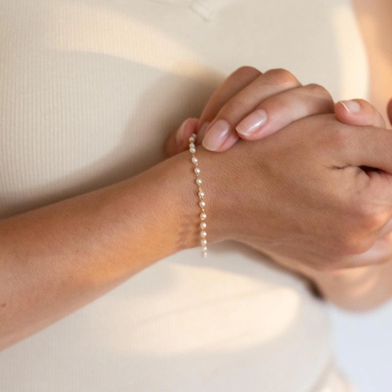A Timeless Bridesmaid Gift They’ll Treasure Forever-CZTICLE® Gold Pearl Bracelet
