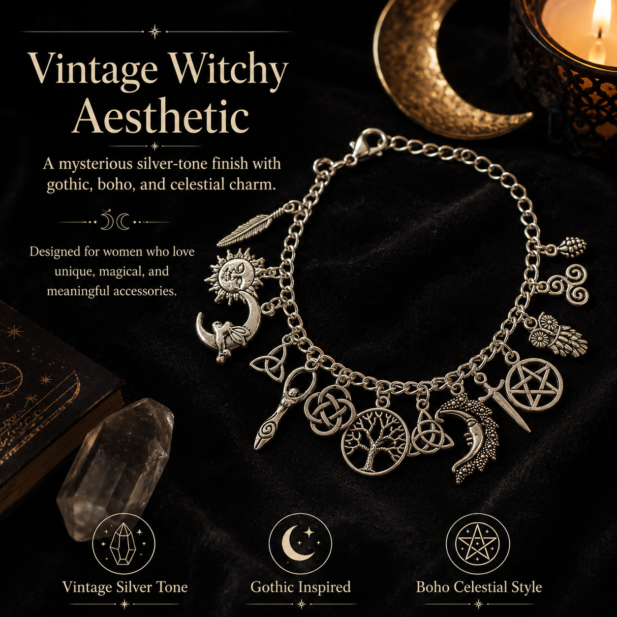 🔥Limited Time 50% Off SVOZK®✨Vintage Witchy Charm Bracelet