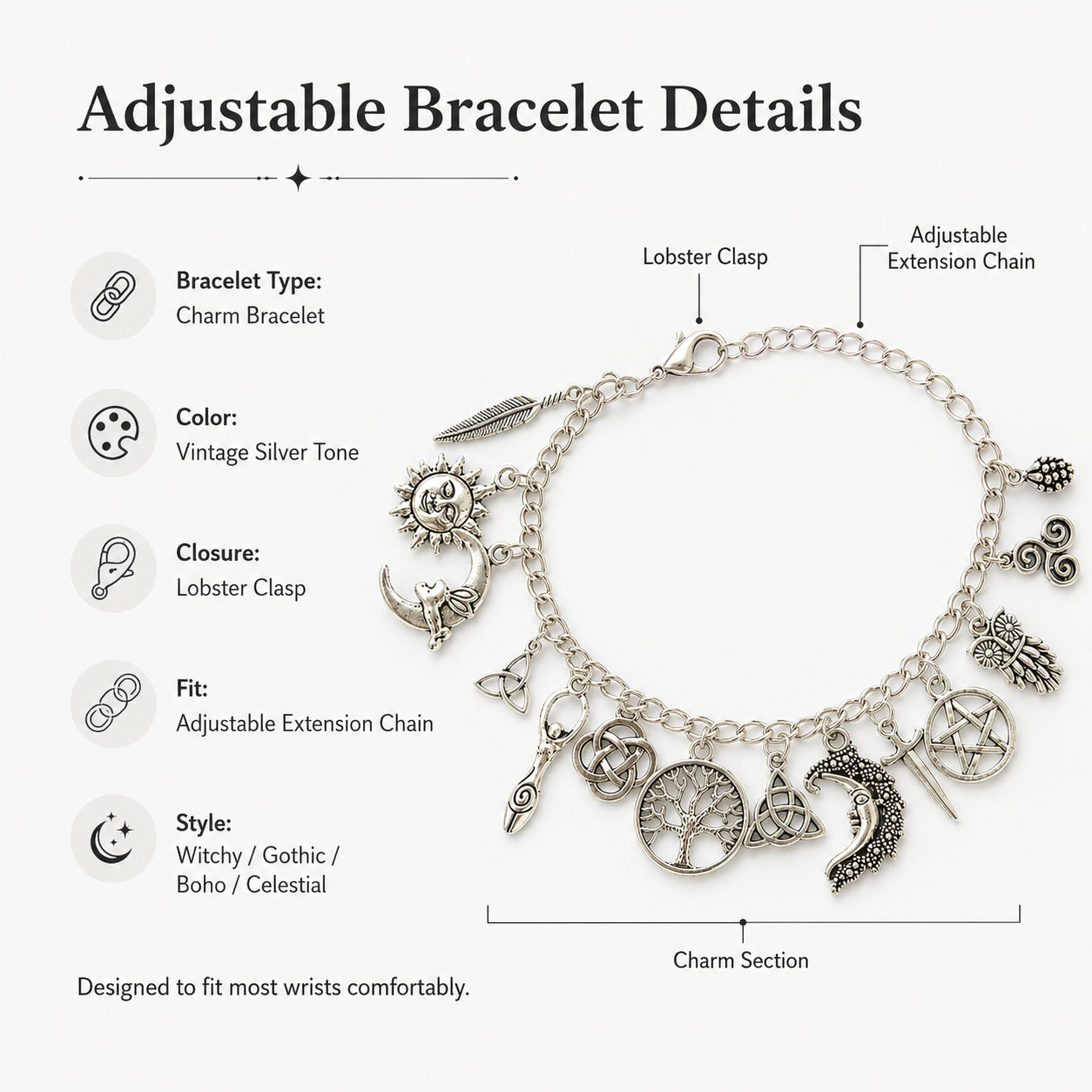 🔥Limited Time 50% Off SVOZK®✨Vintage Witchy Charm Bracelet