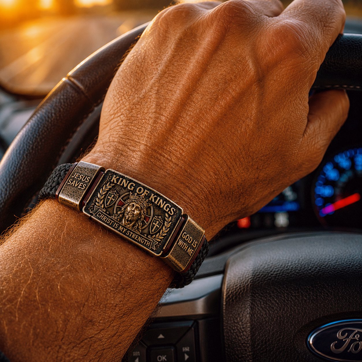 ✝️ CZTICLE® King of Kings Faith Bracelet – Adjustable Christian Wristband Gift