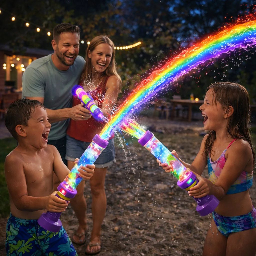 🌈  Bright rainbow LED water pistol Billhol®Summer fun that bursts into life as if by magic! ✨