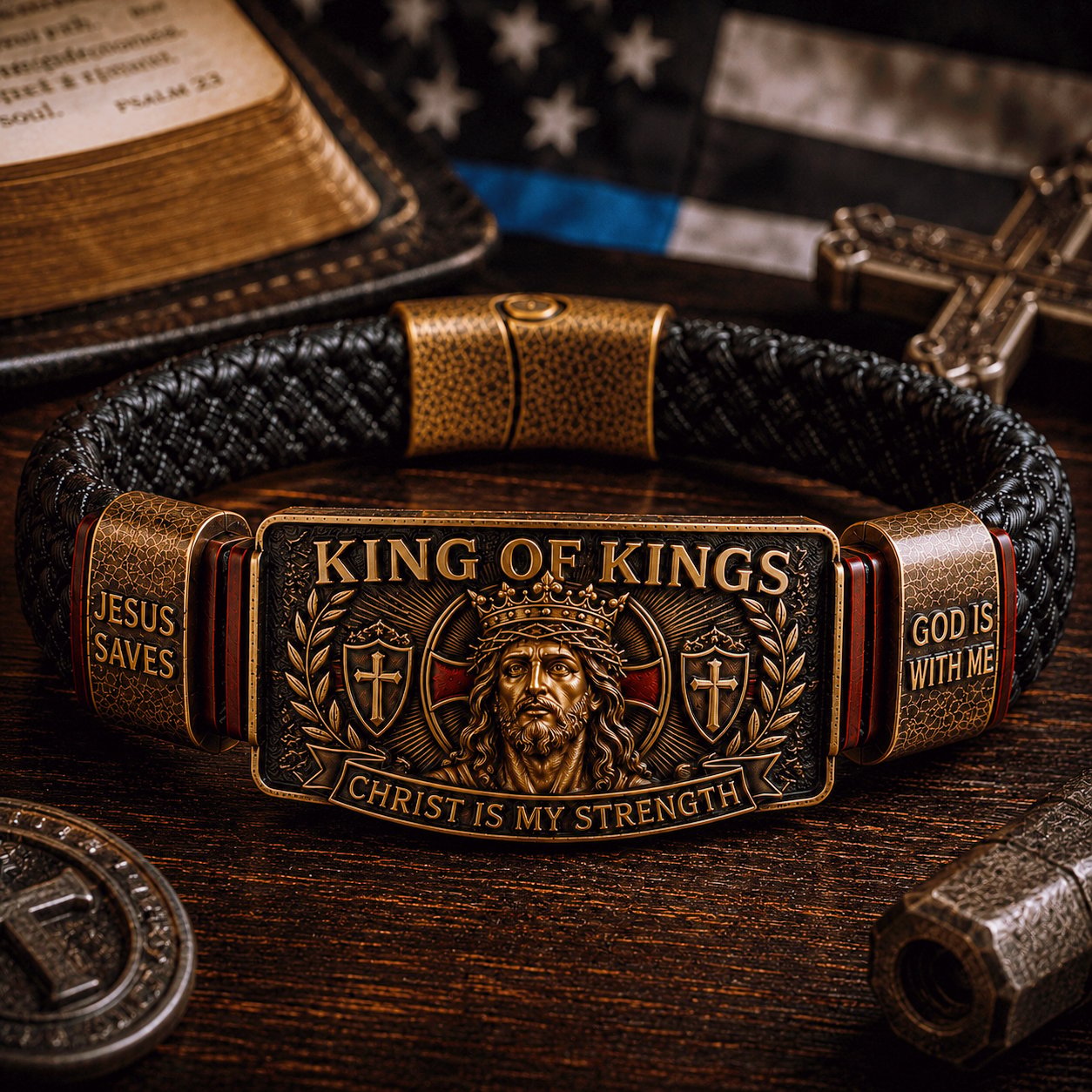 ✝️ CZTICLE® King of Kings Faith Bracelet – Adjustable Christian Wristband Gift