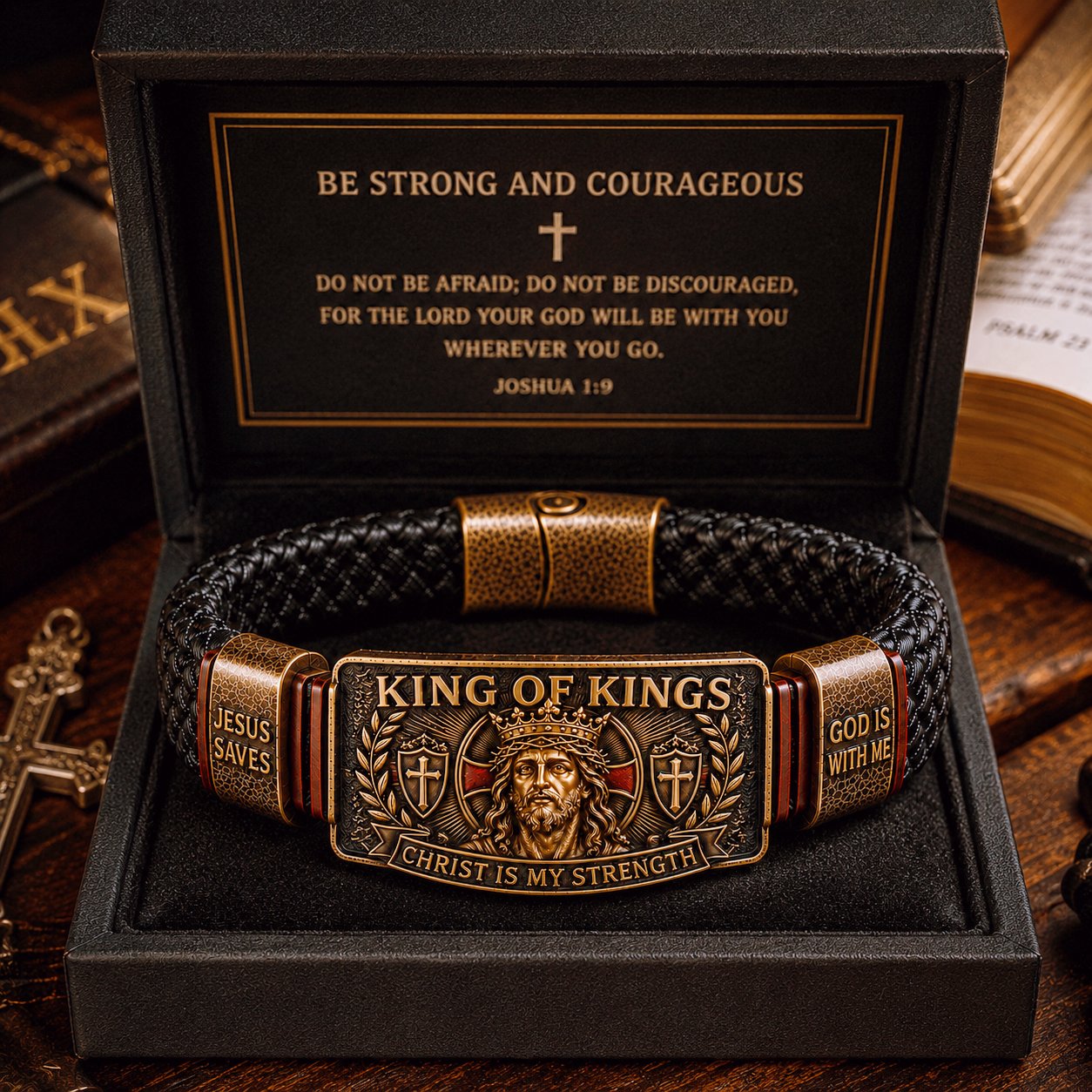 ✝️ CZTICLE® King of Kings Faith Bracelet – Adjustable Christian Wristband Gift