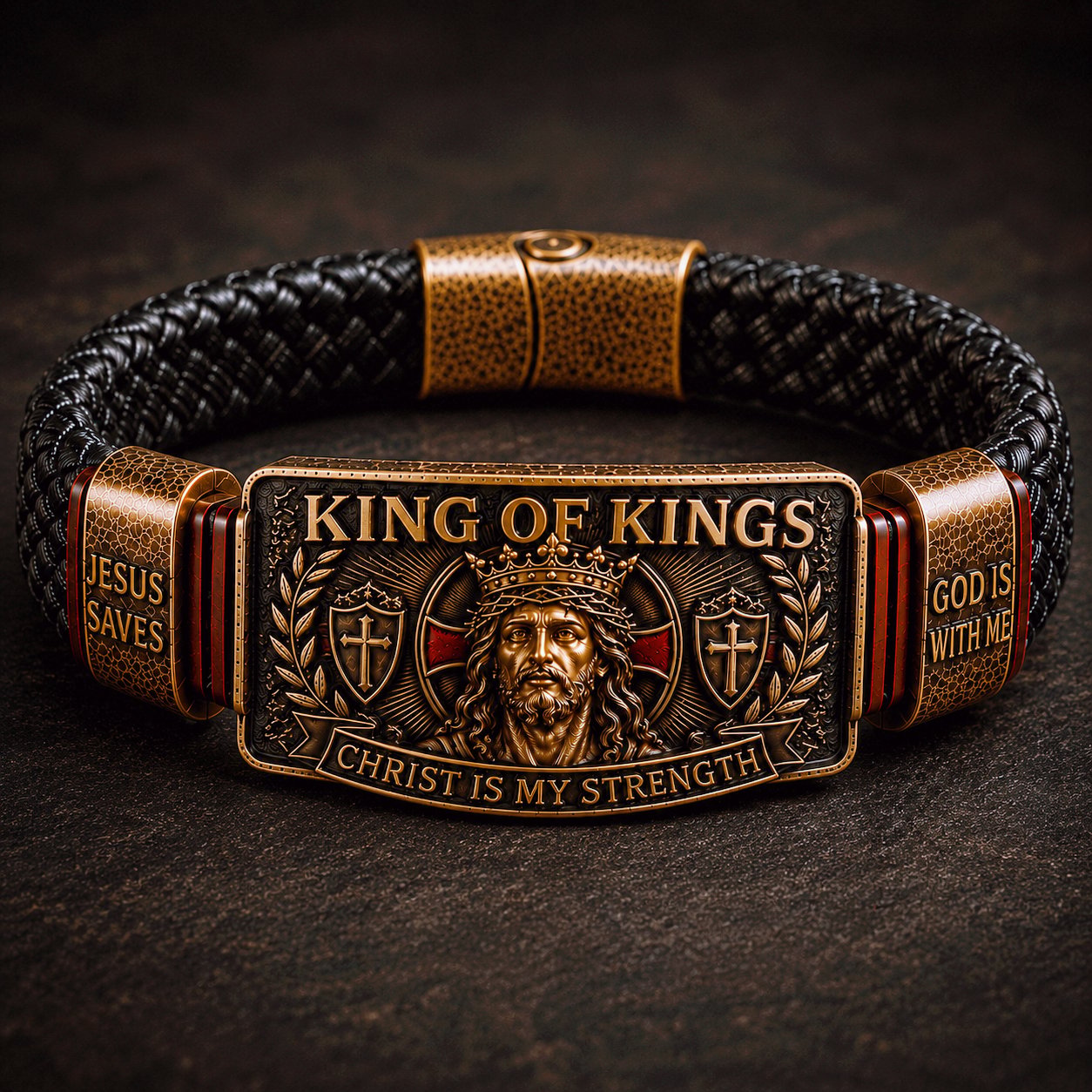 ✝️ CZTICLE® King of Kings Faith Bracelet – Adjustable Christian Wristband Gift