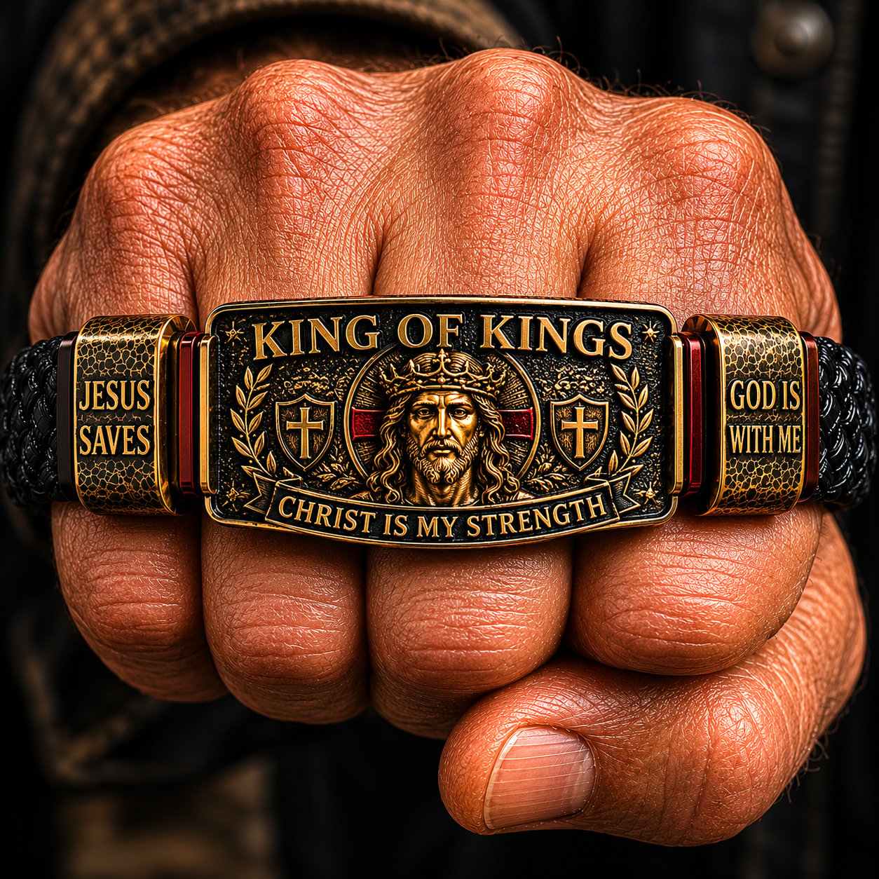 ✝️ CZTICLE® King of Kings Faith Bracelet – Adjustable Christian Wristband Gift