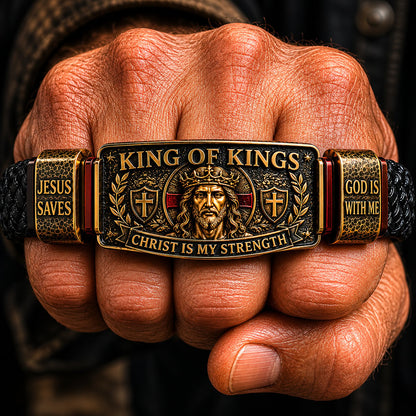 ✝️ CZTICLE® King of Kings Faith Bracelet – Adjustable Christian Wristband Gift