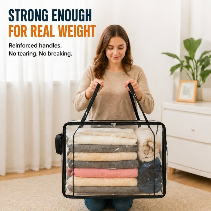 🎁Hot Sale 49% OFF🔥SVOZK®Large Heavy-Duty Thick Plastic Clear Storage Bag for Clothes, Moving & Storage