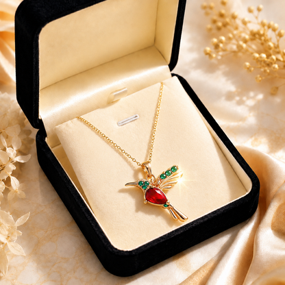 🍀 Last Day: 60% OFF!! | CZTICLE® 🦜2026 Brand-New Upgrade 💥 Exquisite Red Agate Hummingbird Necklace  with Bonus Earrings