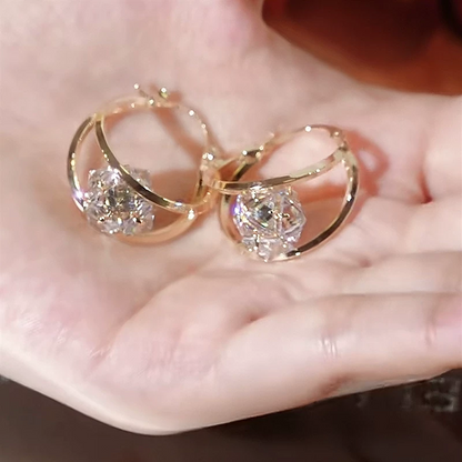💖👍CZTICLE® Double Hoop Sparkling Zirconia Ball Earrings