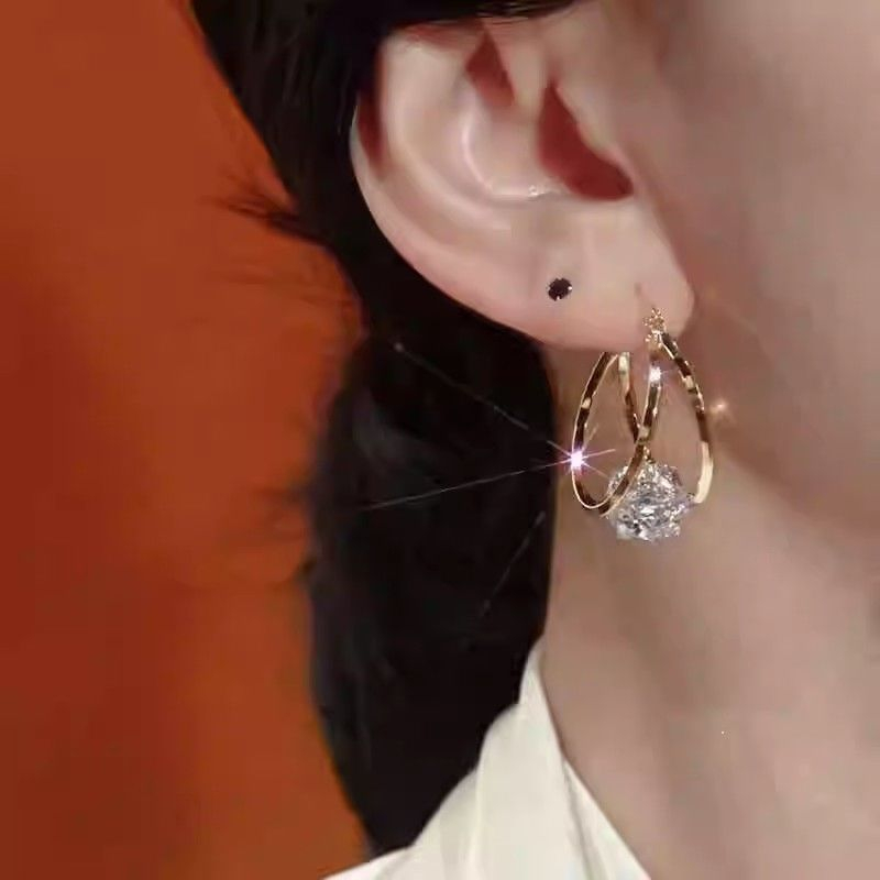 💖👍CZTICLE® Double Hoop Sparkling Zirconia Ball Earrings